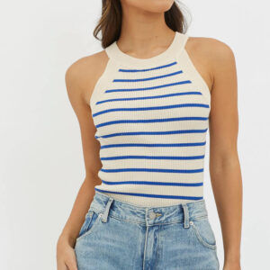 Y2K Preppy Striped Sleeveless Top